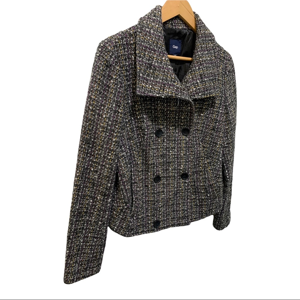 GAP MULTI-COLORED TWEED WOOL BLEND LS FULL BUTTON FRONT BLAZER JACKET SIZE SMALL - Picture 4 of 16